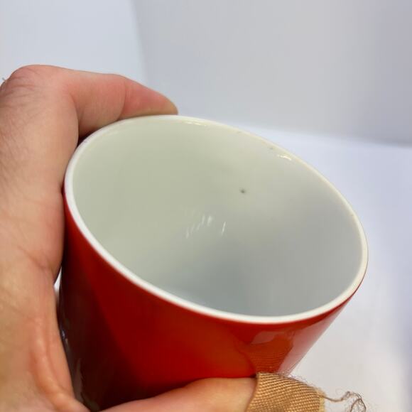 Pedestal Tea Coffee Hot Chocolate Mug Red "Ruth" with Hearts in Cursive - Picture 4 of 13